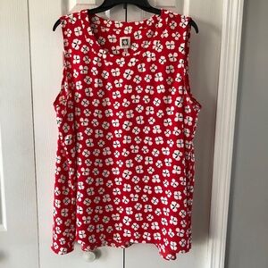 Red and White Sleeveless Womens' Top by Anne Klein XL, EUC